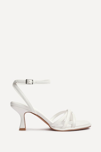 Linzi Faro White Faux Leather Strappy Heeled Sandals