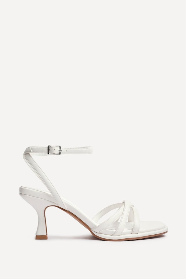 Linzi Faro White Faux Leather Strappy Heeled Sandals