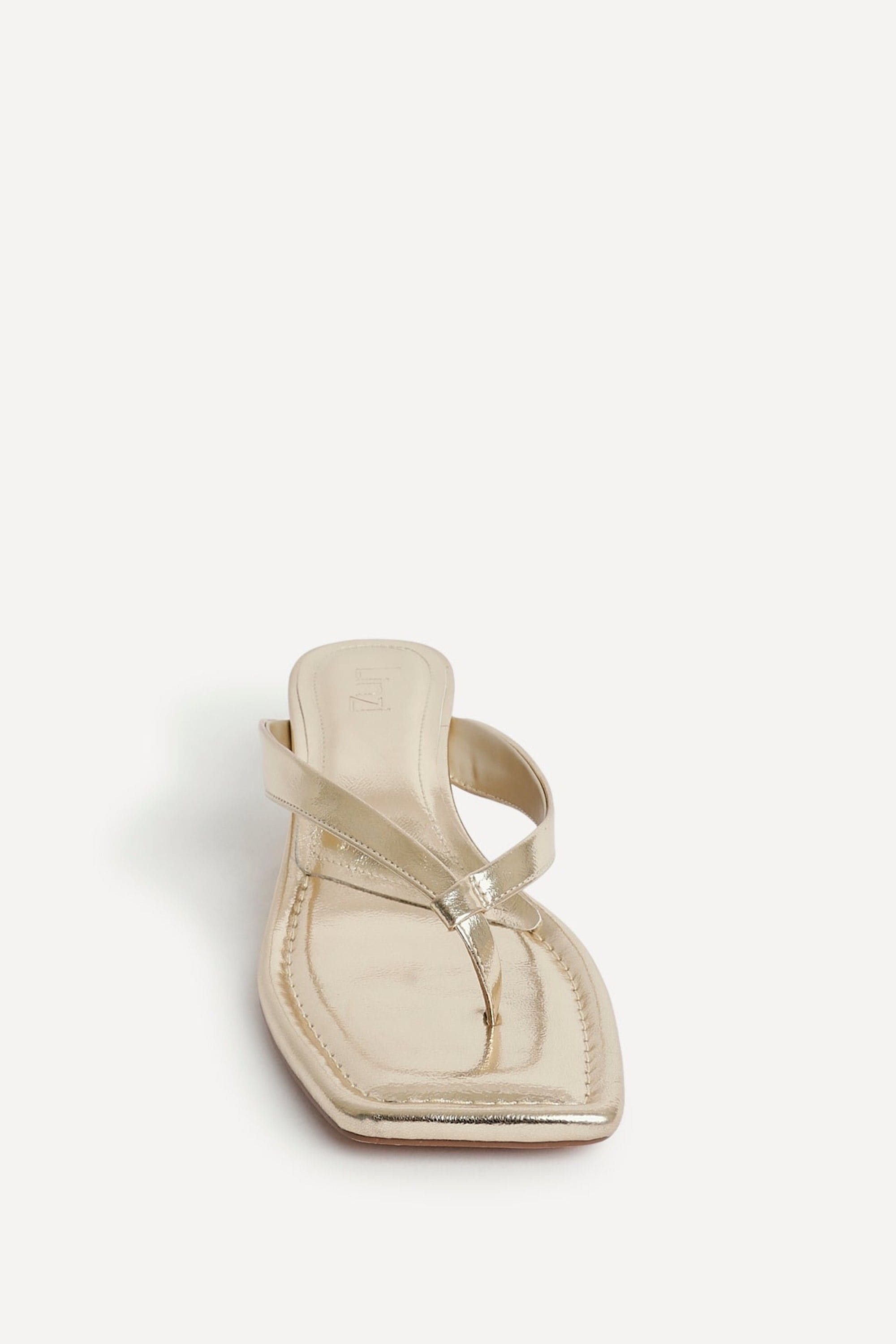 Linzi Potential Gold Faux Leather Toe Post Kitten Heel image 4