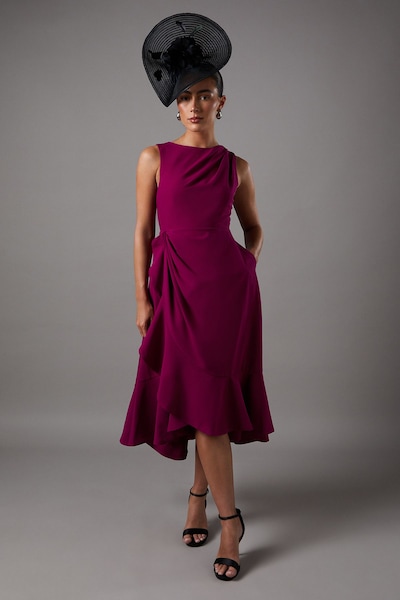 Coast Crepe Ruffle Dress With Low Back Raspberry