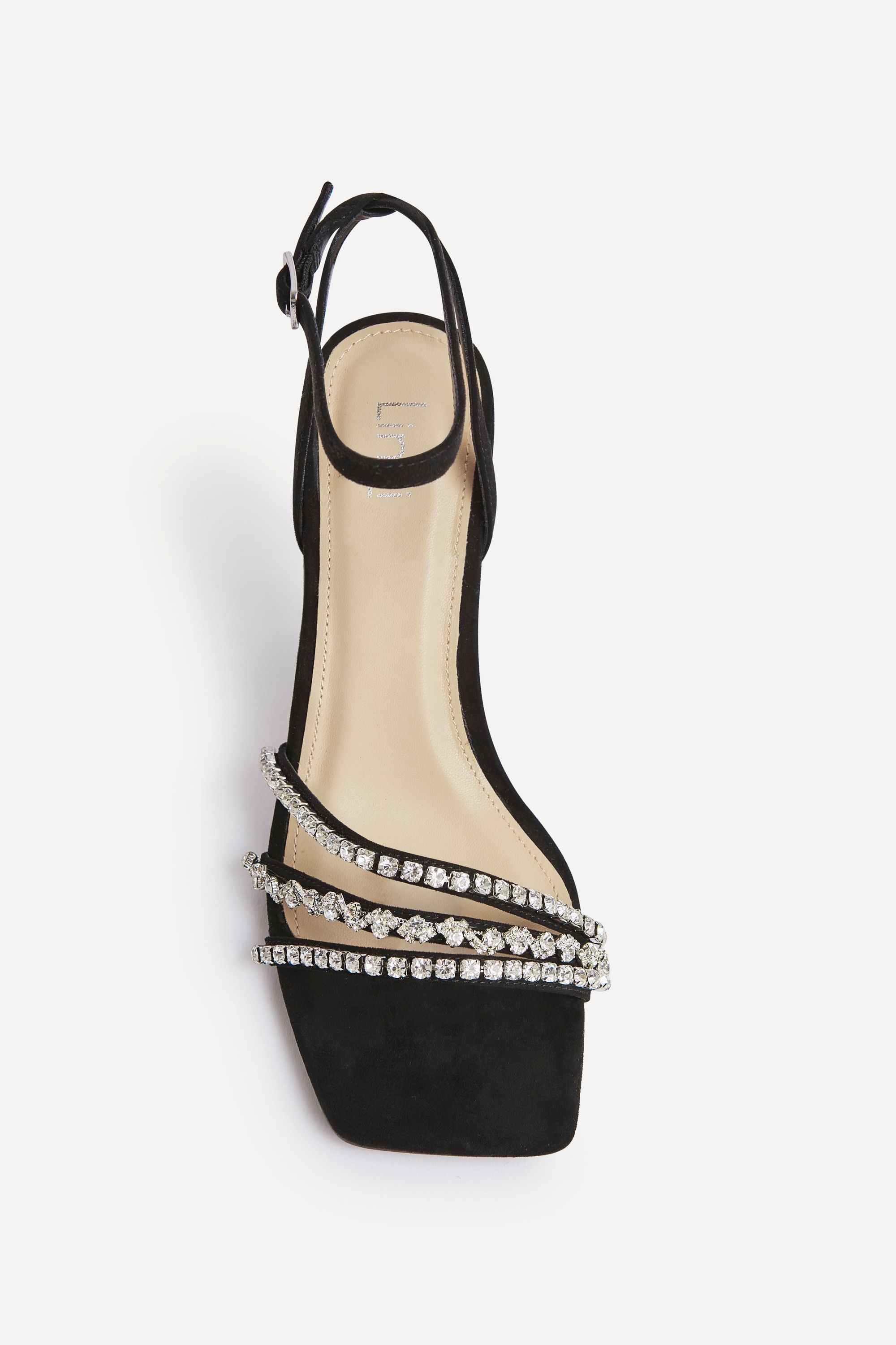 Linzi Bling Black Faux Suede Strappy Diamante Heel image 4