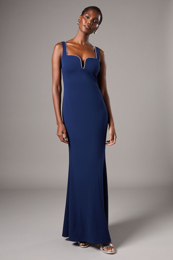 Coast Sweetheart Maxi Dress With Diamante Trim Navy