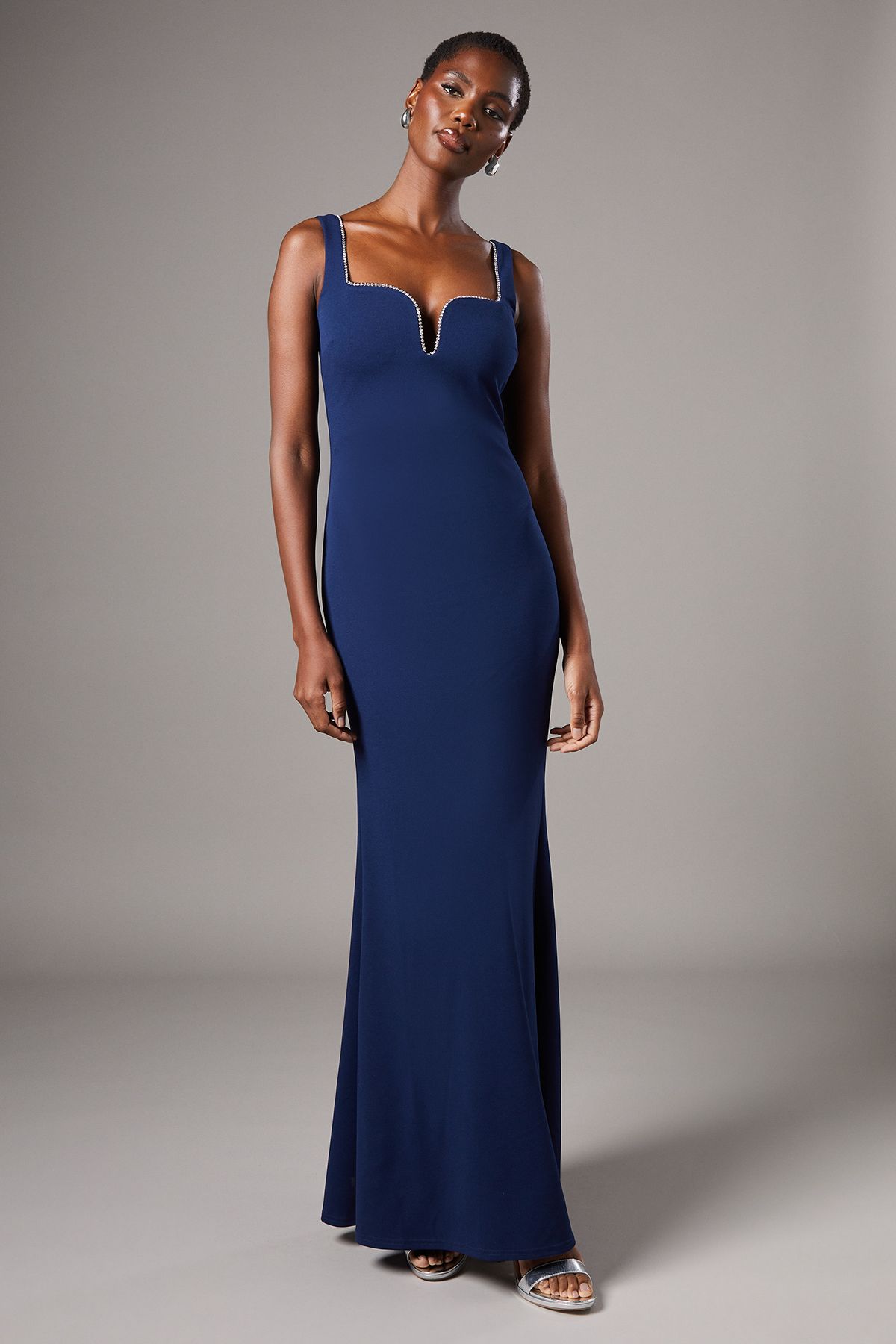 Coast Sweetheart Maxi Dress With Diamante Trim Navy image 1