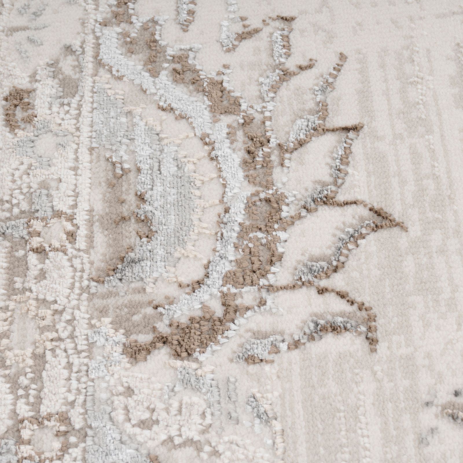 Kukoon Beige Distressed Floral Bordered Luxury Sheen Rug image 3