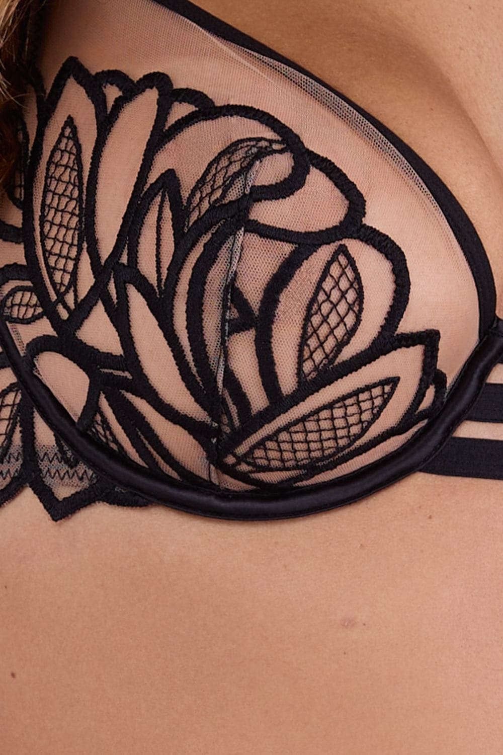 Playful Promises Eleanor Black Strappy Embroidery Thigh Harness image 3