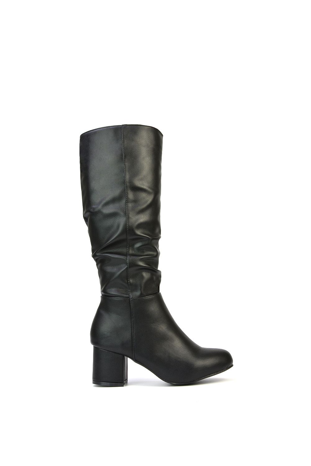 XY London 'Jackie' Ruched Mid Block High Heel Knee High Boots