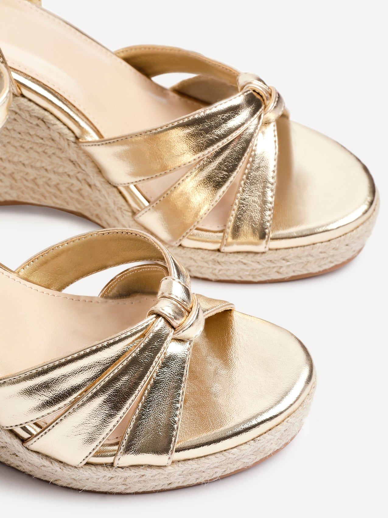 Linzi Goddess Gold Faux Leather Espadrille Wedges image 5
