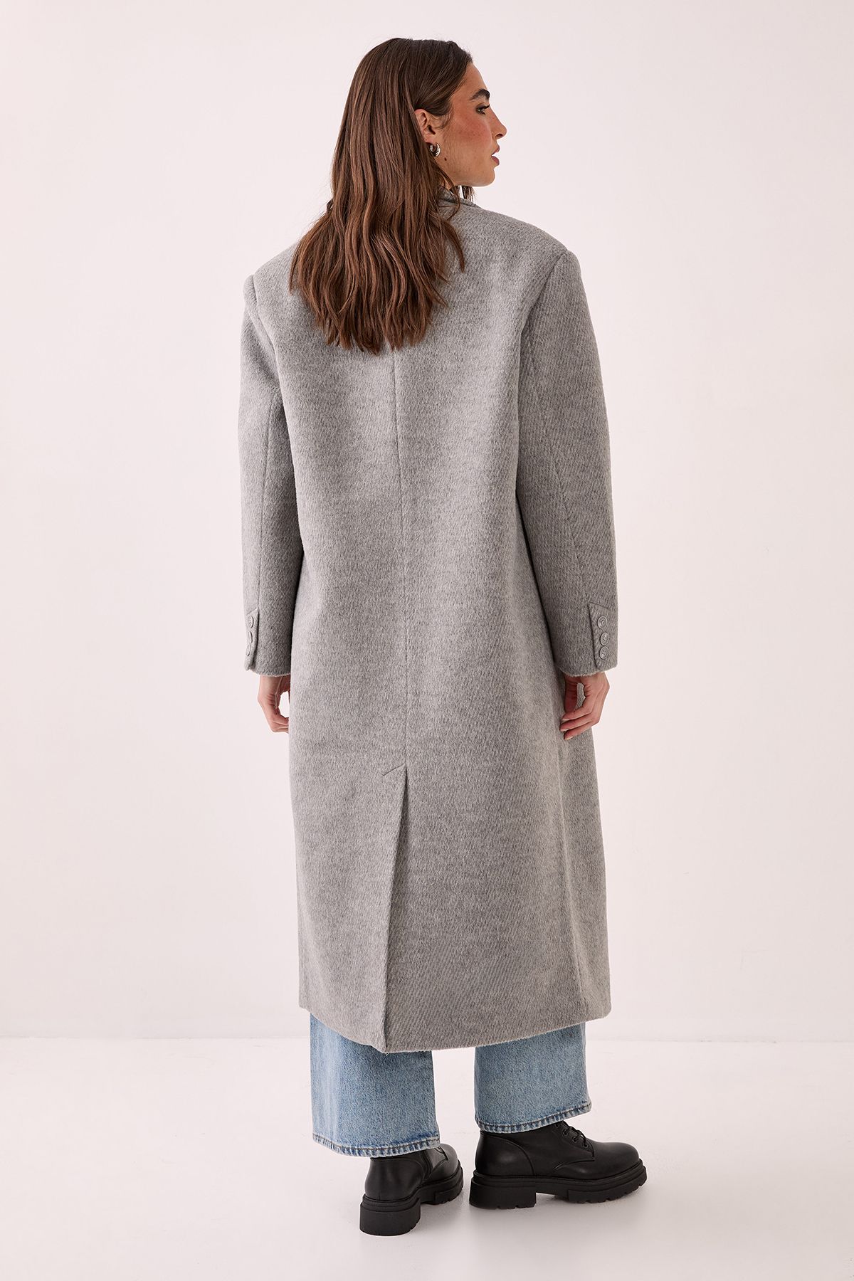 NastyGal Double Breasted Smart Coat Light Grey image 4