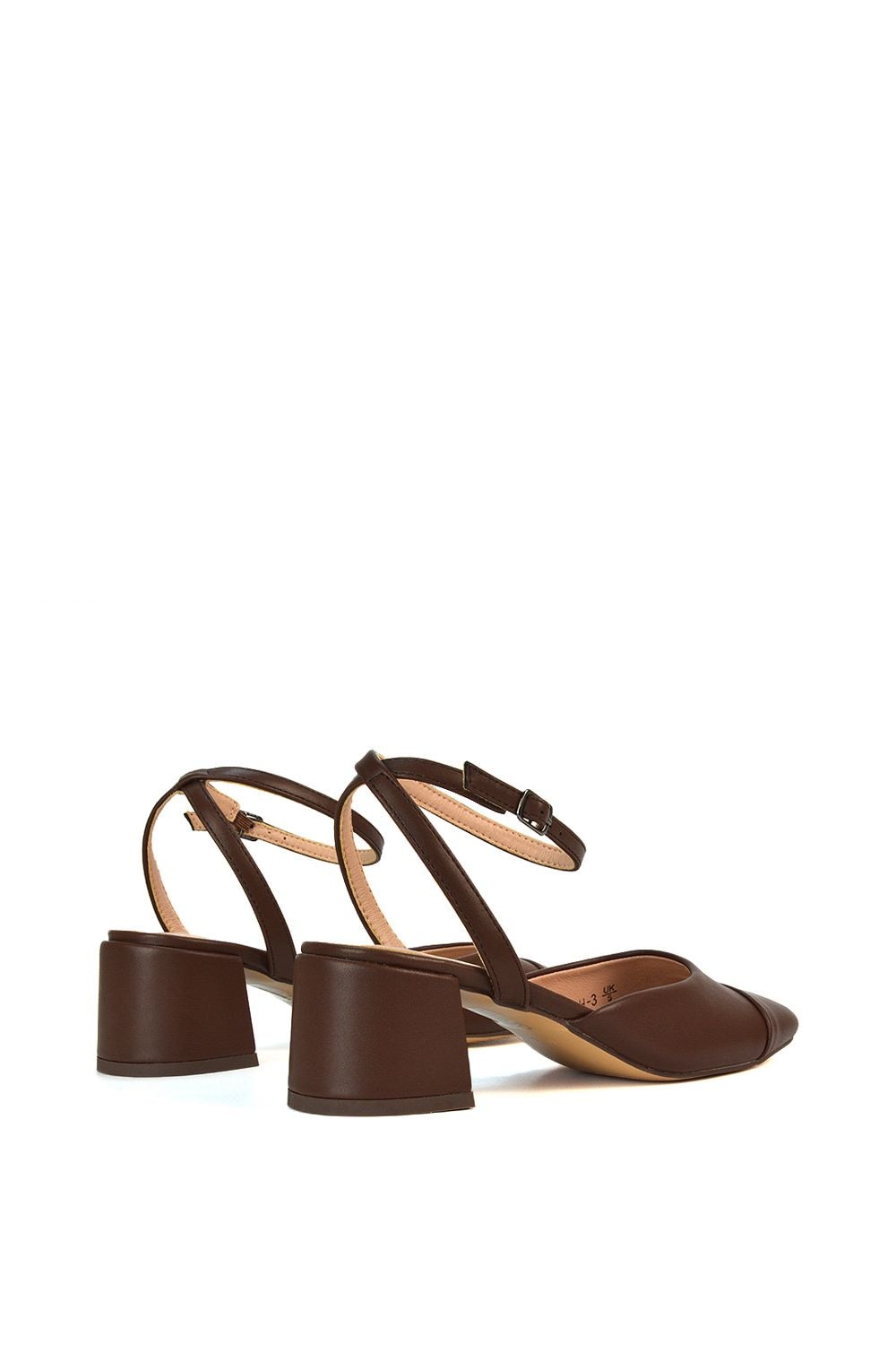 XY London 'Mavis' Low Mid Heel Square Toe Court Shoes With Ankle Strap image 5