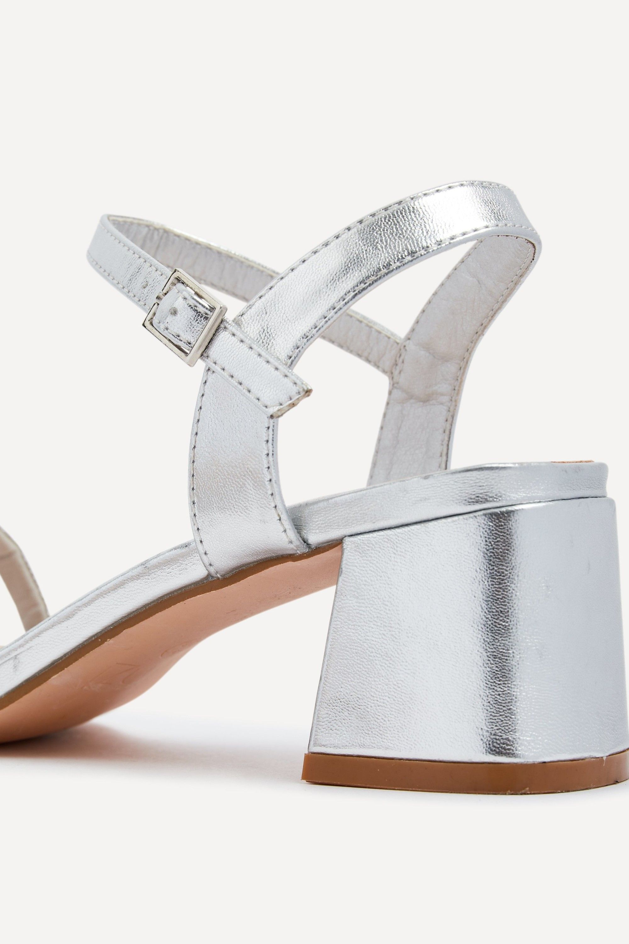 Linzi Bunty Silver Faux Leather Diamante Block Heeled Sandal image 5