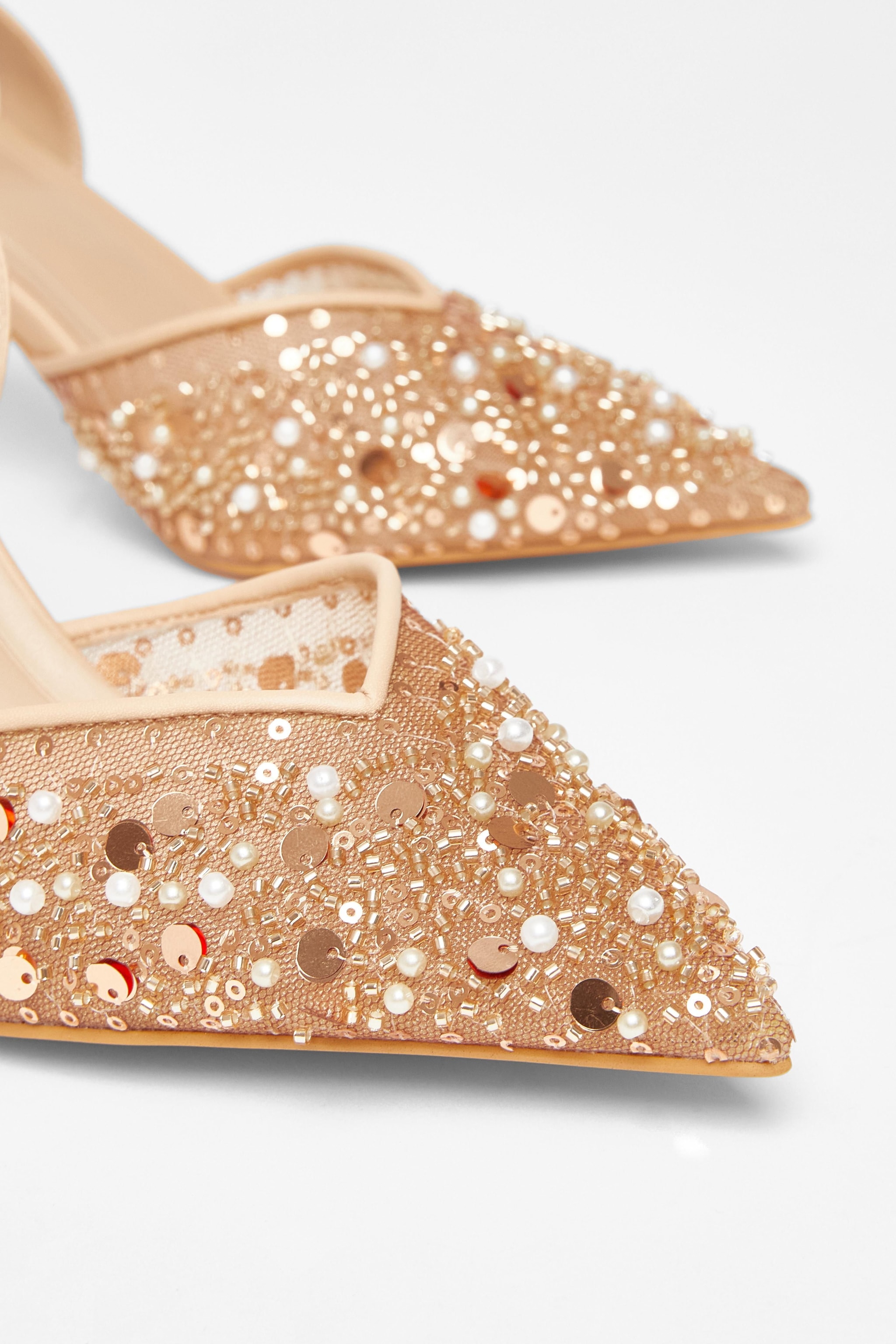 Quiz Nude Sequin Slingback Court Heels image 4