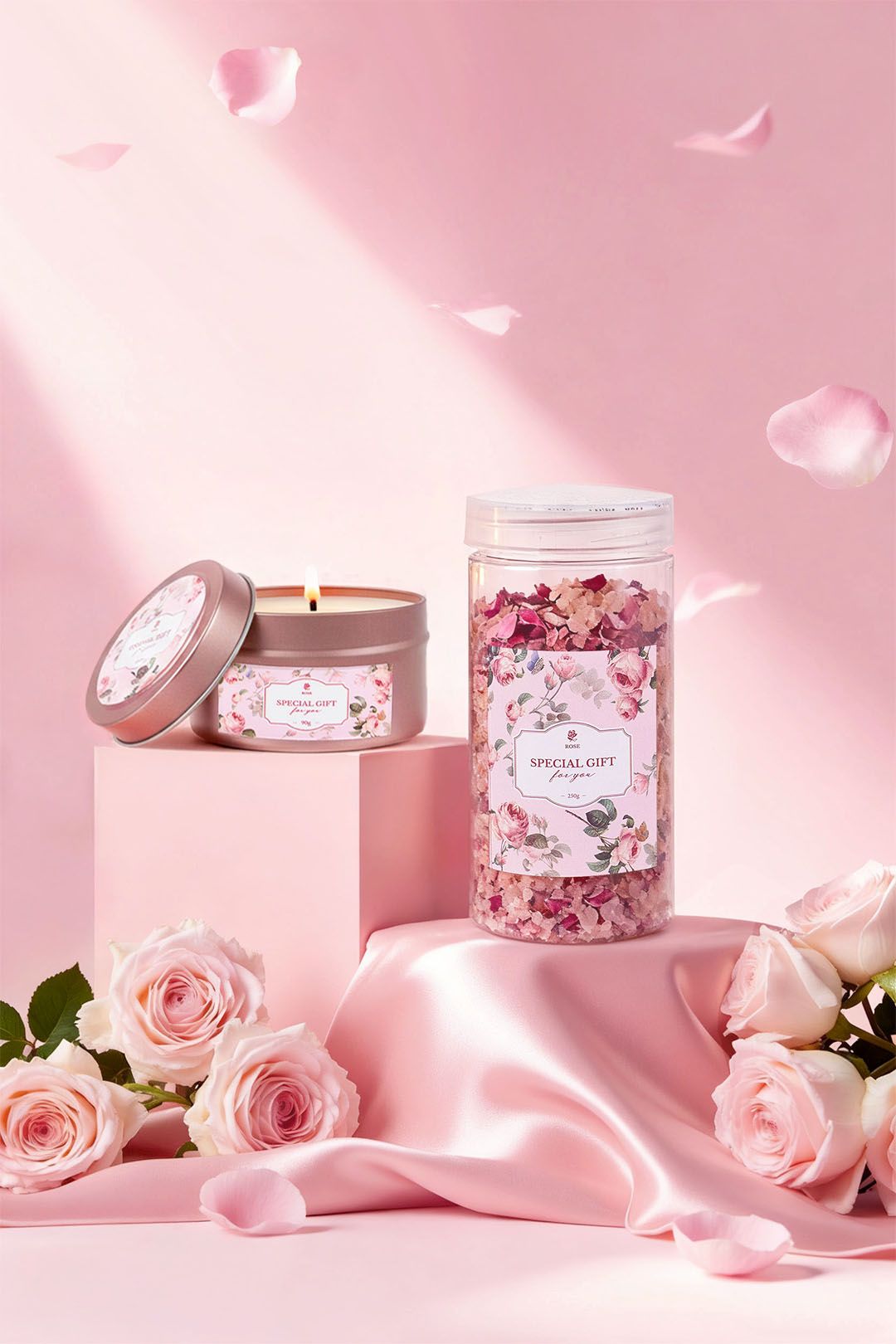 Living and Home Rose-Scented Self-Care Spa Gift Set image 4