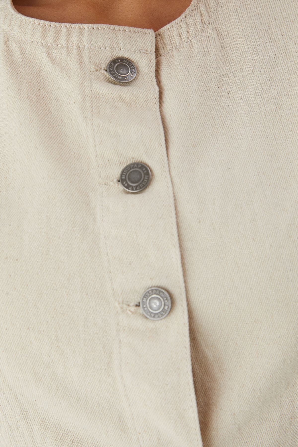 MissPap Button Down Longline Denim Waistcoat Ecru image 5