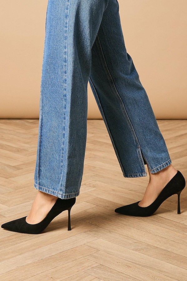 Oasis Romilly Faux Suede High Stiletto Heeled Shoes Natural Black
