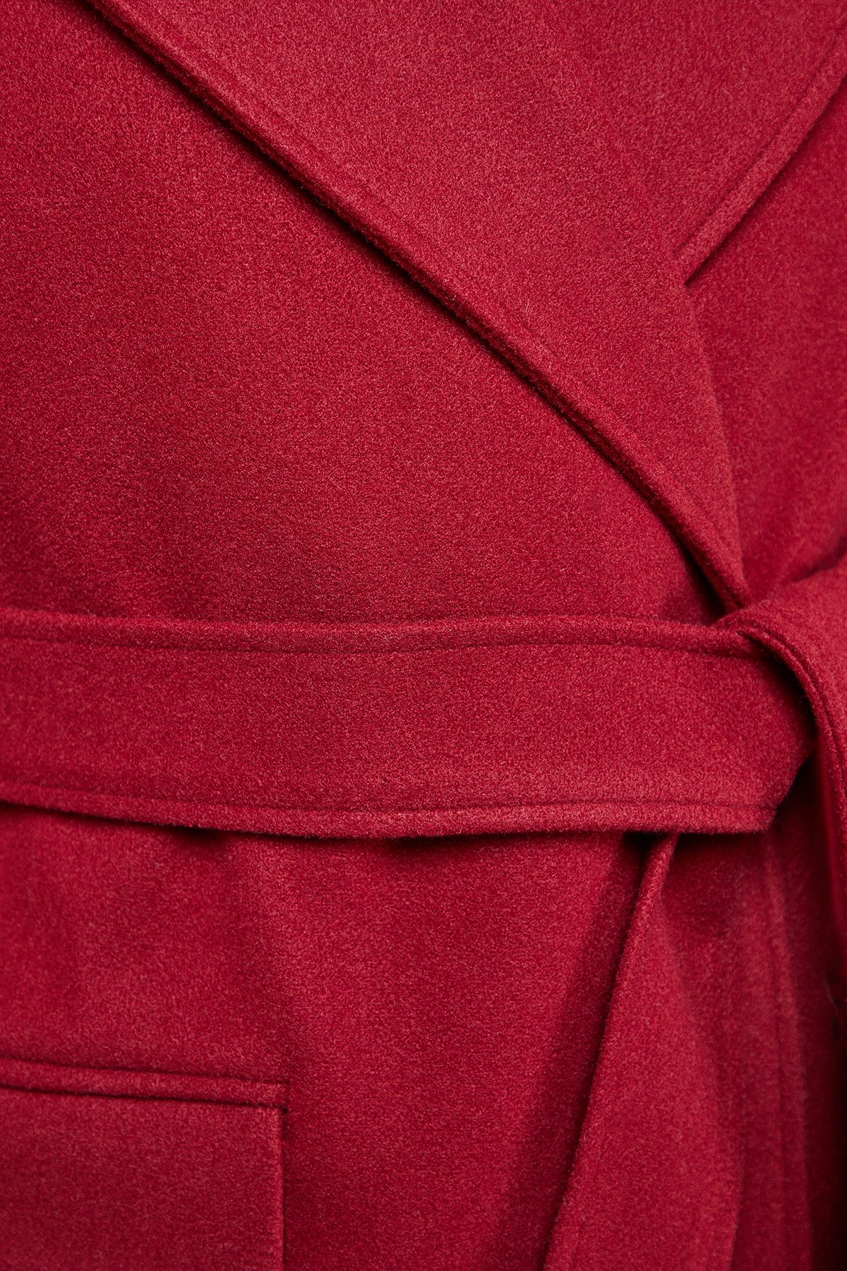 Oasis Tie Belt Detail Midi Coat Red image 5