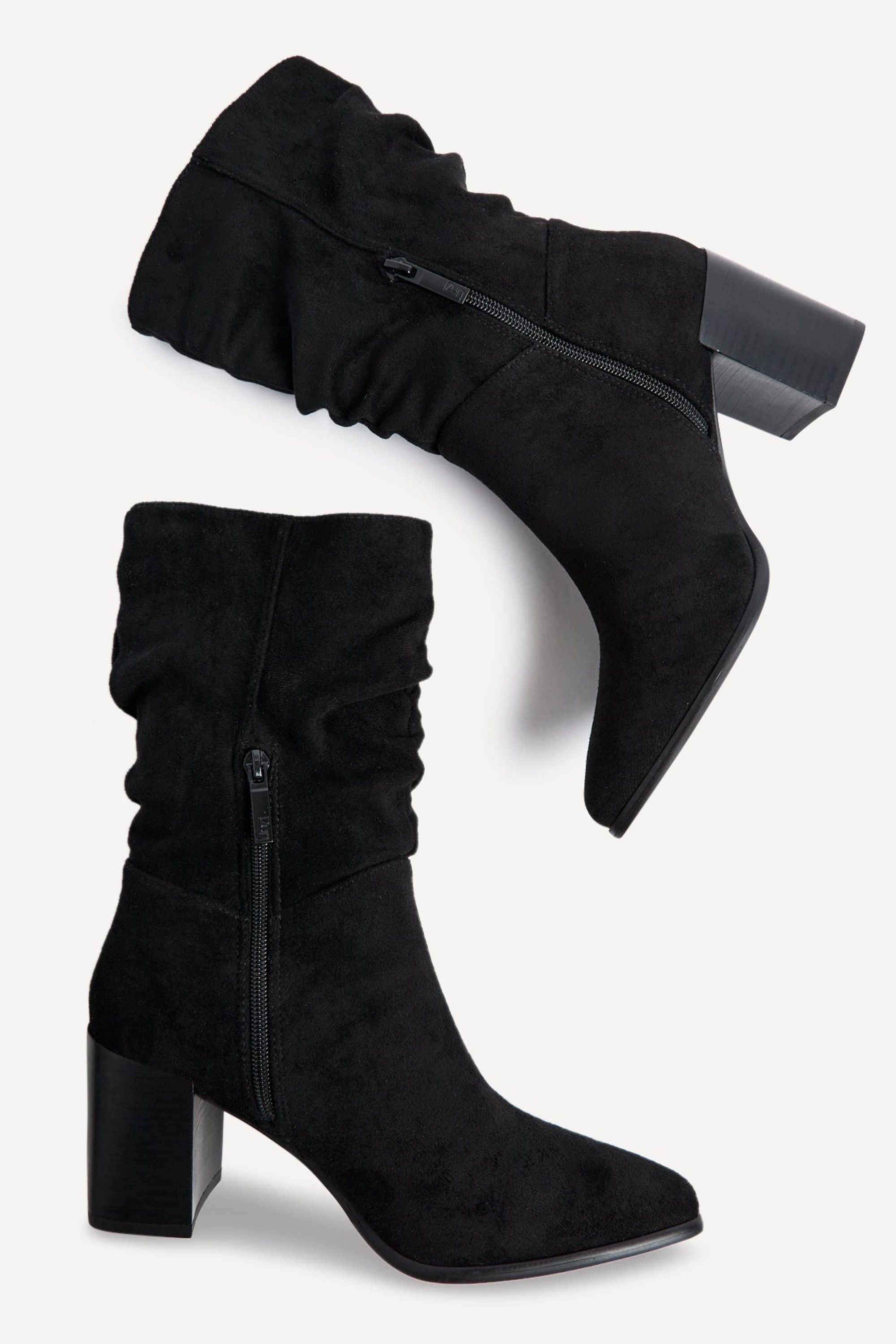 Linzi Wisteria Black Suede Western Style Ruched Boot image 5