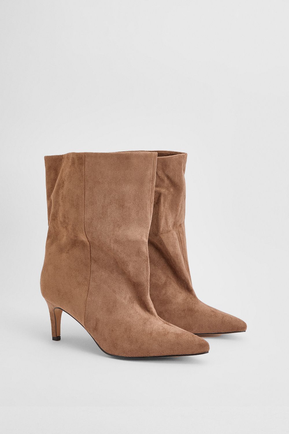 Oasis Betty Faux Suede Medium Heel Pointed Boots Camel