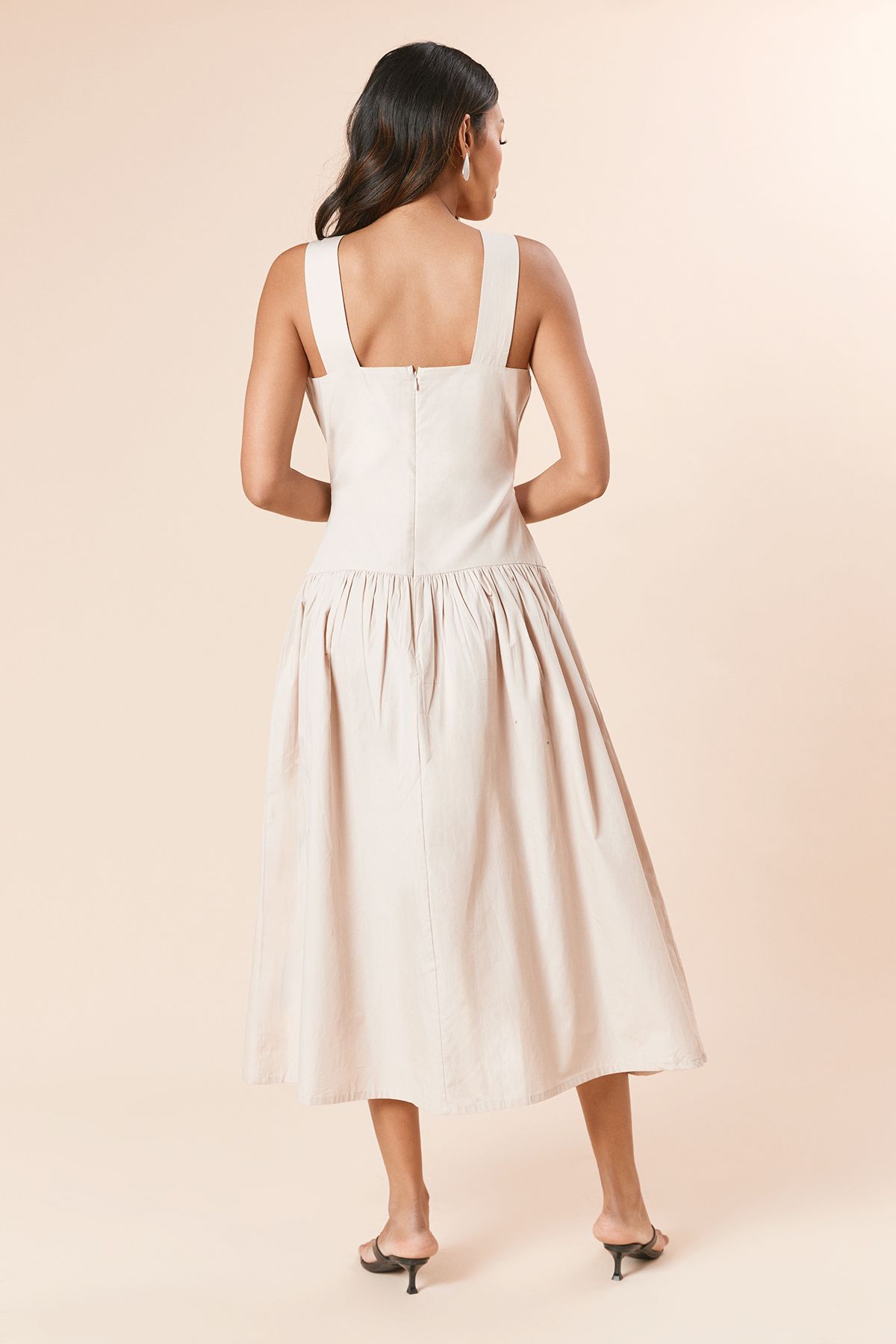 Dorothy Perkins Dropped Waist Strappy Midi Dress Stone image 4