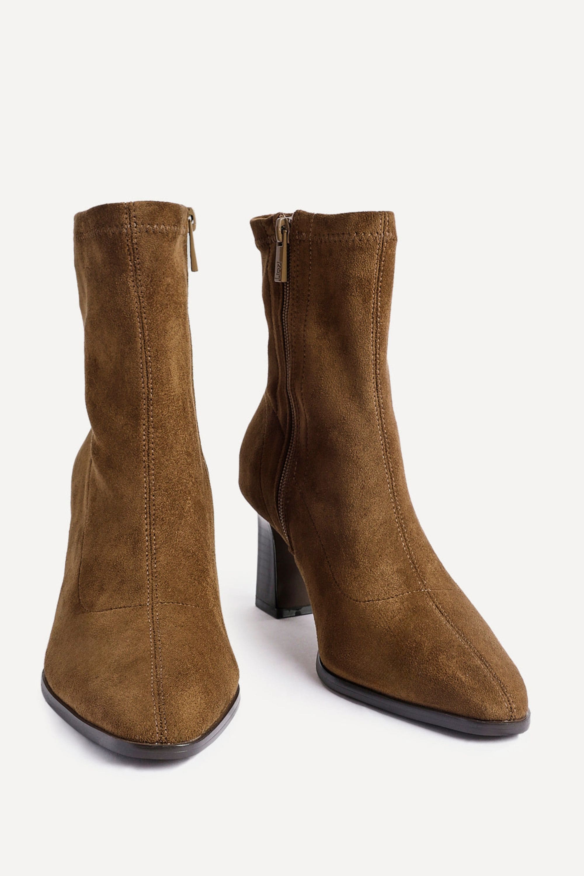 Linzi Blaze Tan Faux Suede Sock Ankle Boot image 3