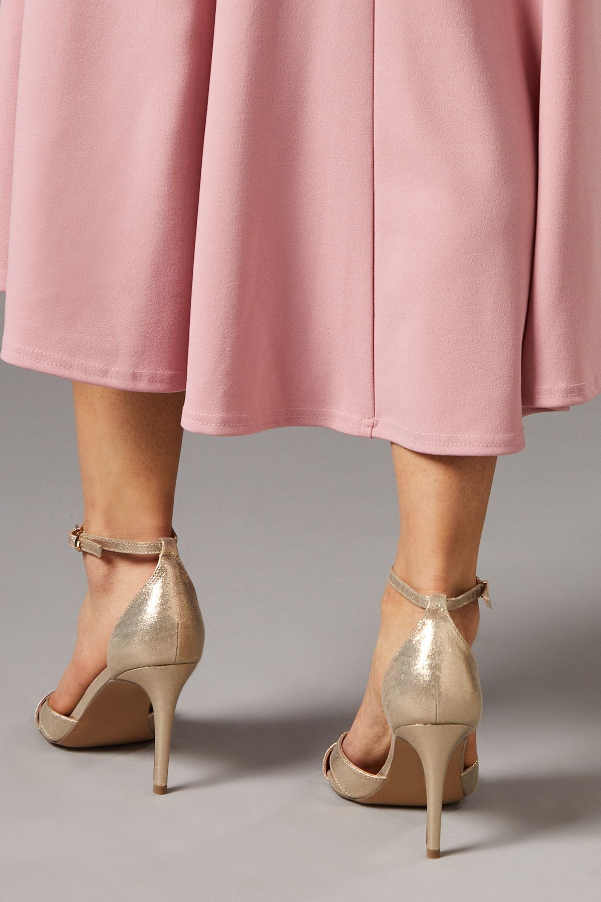 Coast Cadenza Metallic Textile Cross Strap High Stiletto Heel Sandals Gold image 4