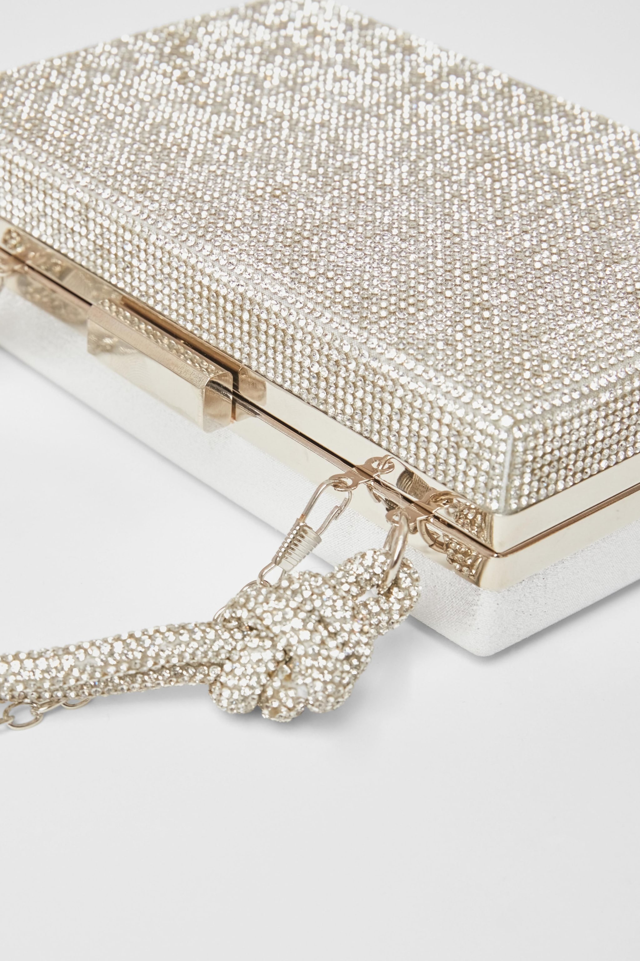 Quiz Silver Diamante Knot Top Handle Bag image 5