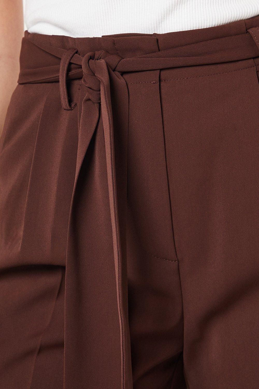 Dorothy Perkins Paperbag Belted Wide Leg Trouser Chocolate image 5