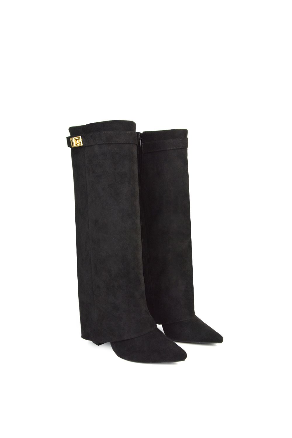 XY London 'Rayna' Block Heel Knee High Foldover Boots With Pointed Toe image 3