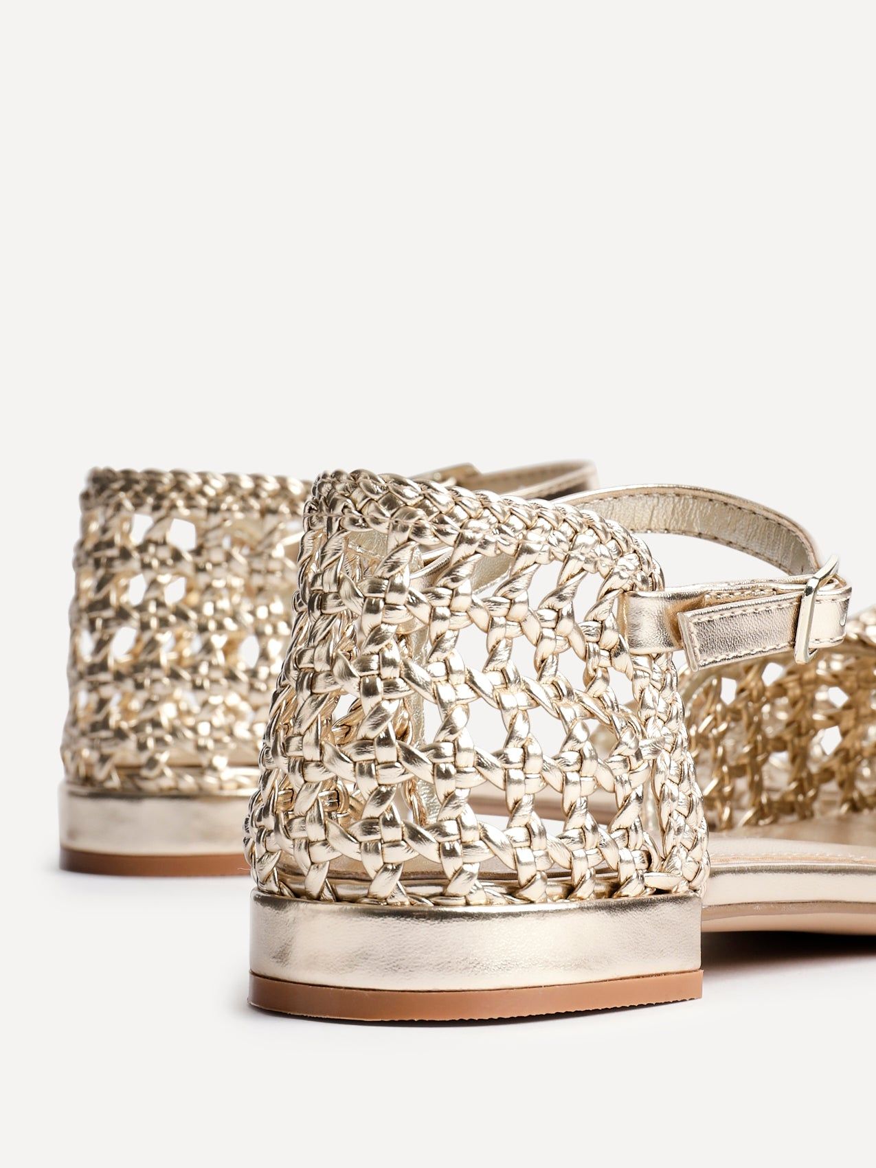 Linzi Suki Gold Faux Leather Woven Two Part Sandals image 5