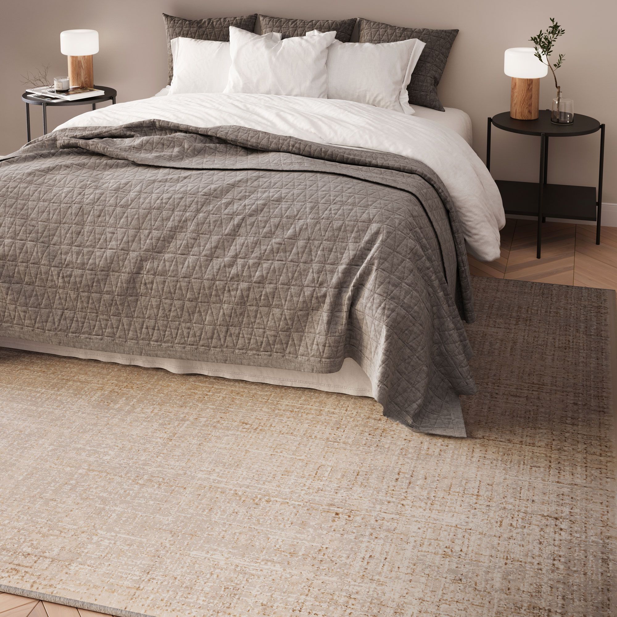 Kukoon Beige Cream Minamilist Soft Shine Luxury Area Rug image 2