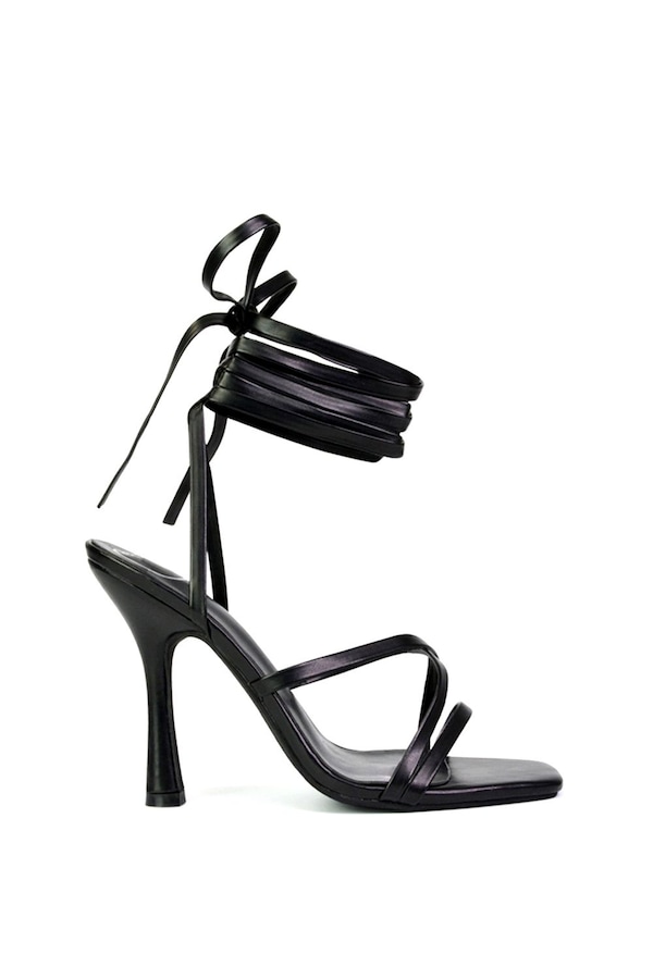 XY London 'Kyra' Lace Up High Heel Stilettos Sandals with Square Toe