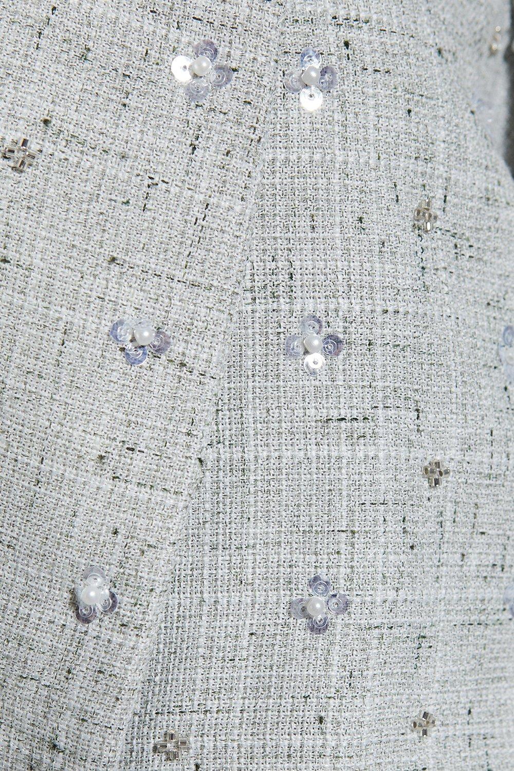 MissPap Embellished Tweed Cropped Blazer Sage image 5