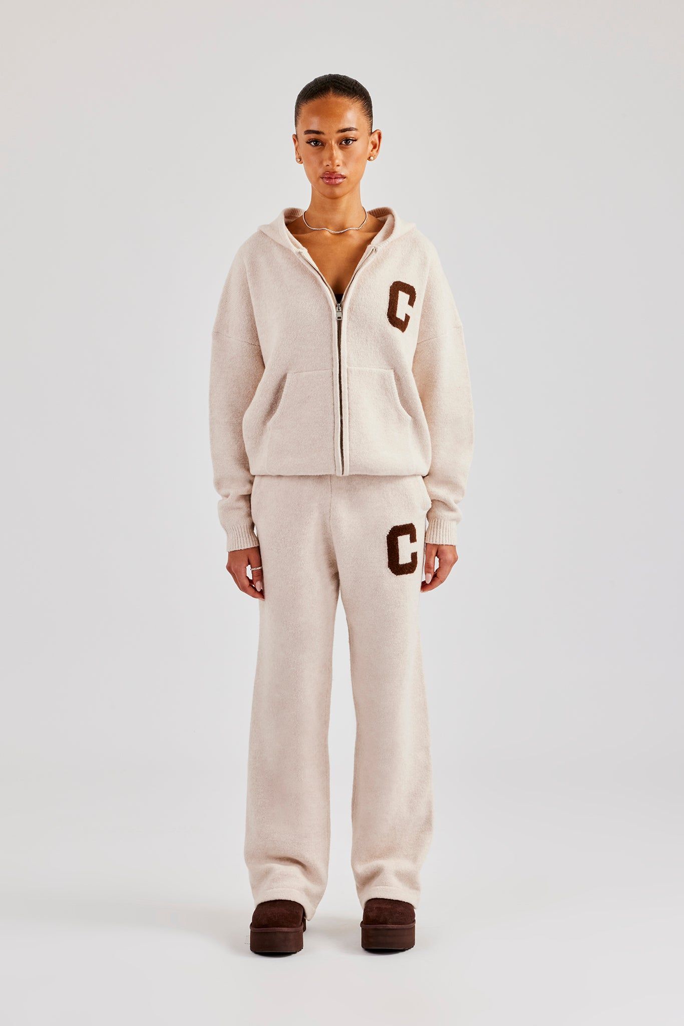 Cernucci Hooded Zip Through Knitted Jumper - Off White image 2