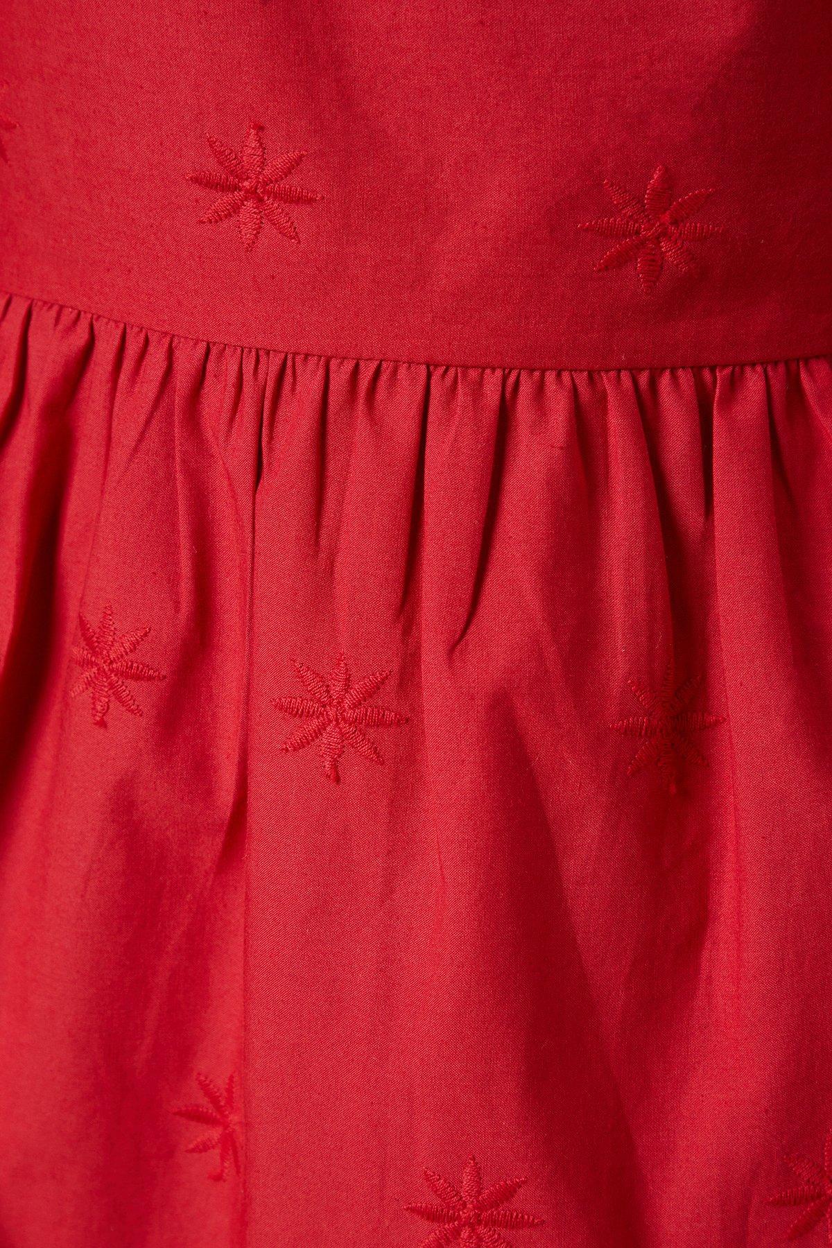 Dorothy Perkins Petite Embroidered Square Neck Mini dress Red image 5