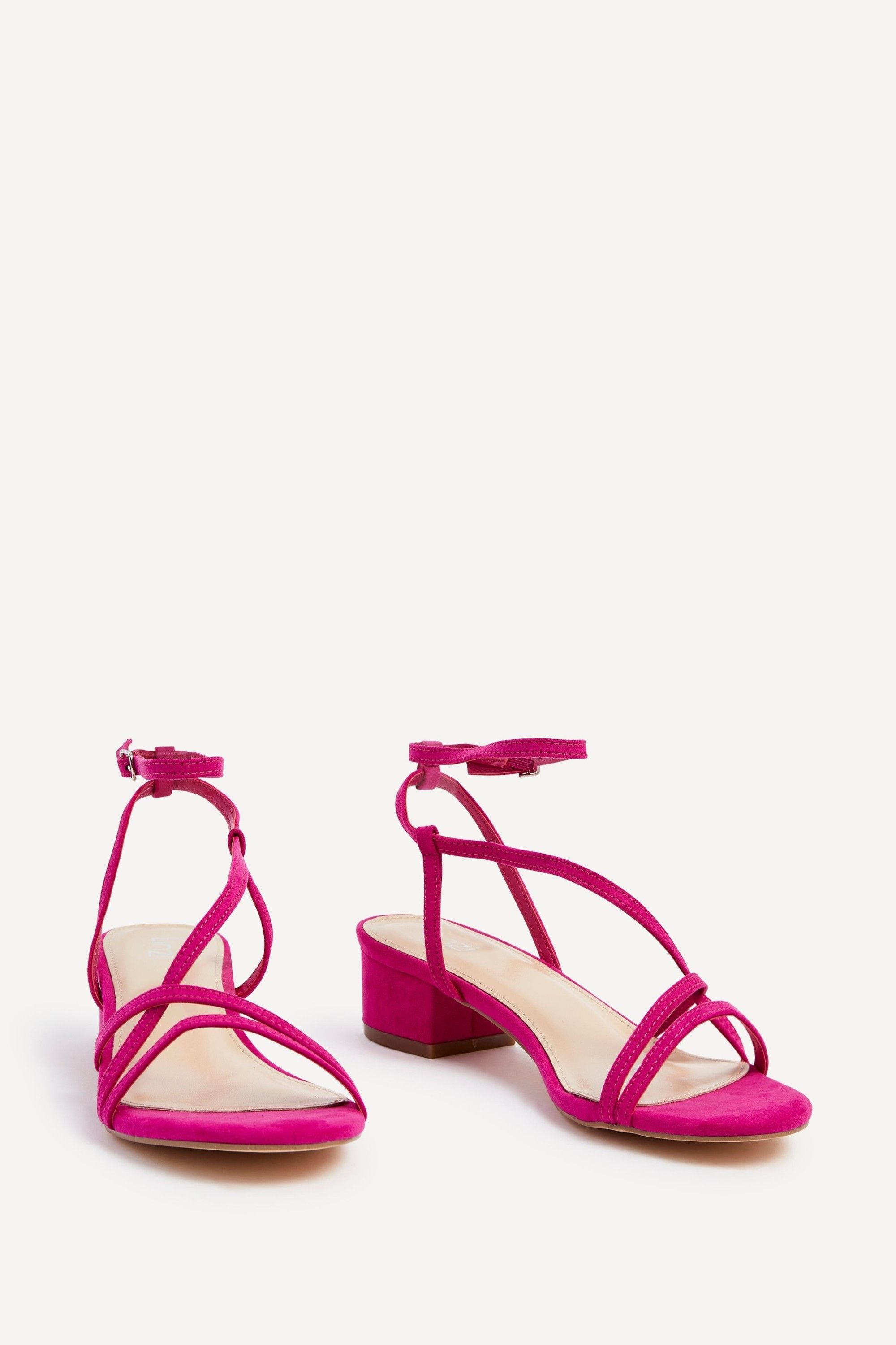 Linzi Calista Pink Faux Suede Strappy Low Block Sandal image 3