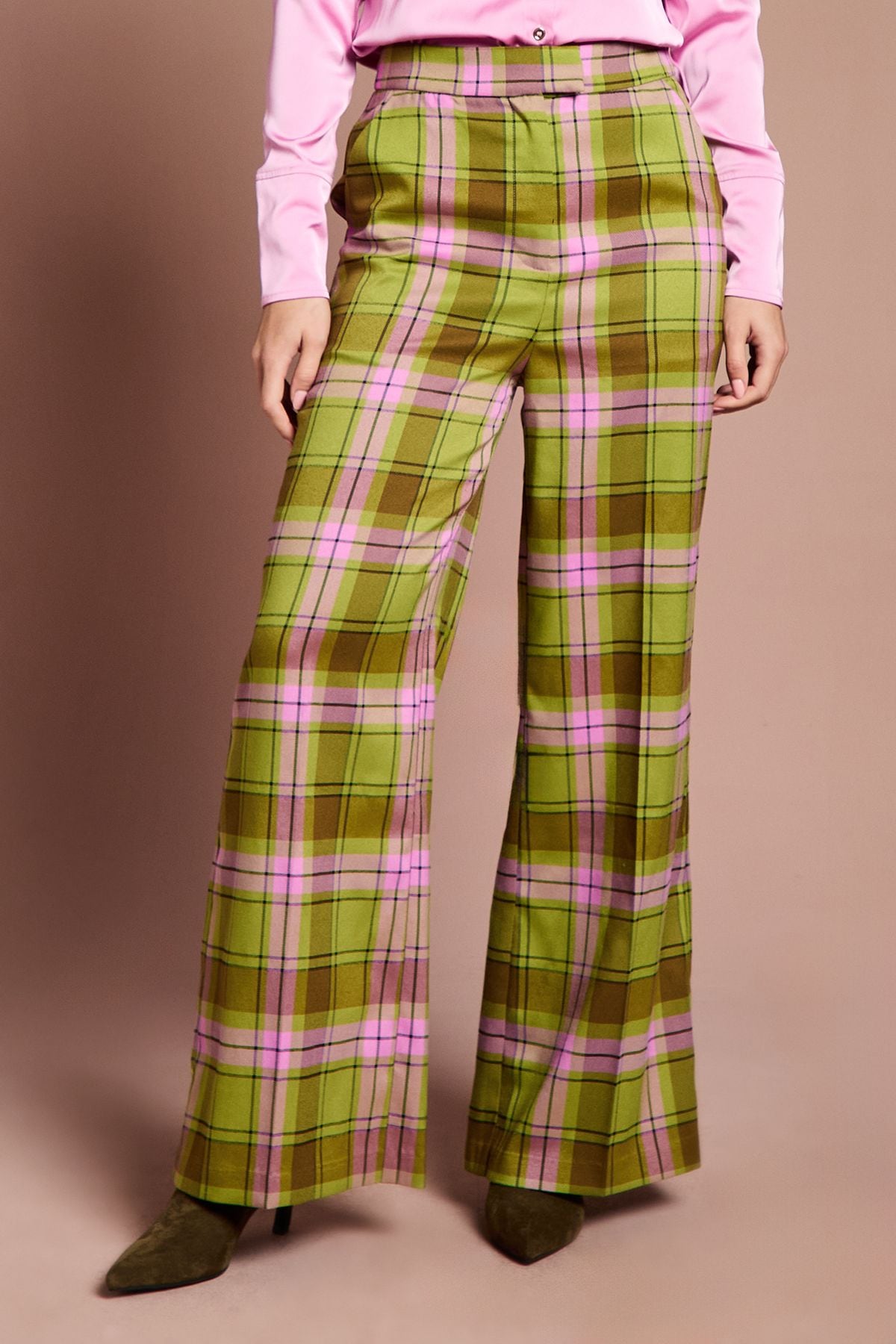 Coast Lisa Tan Check Formal Trouser Green image 1