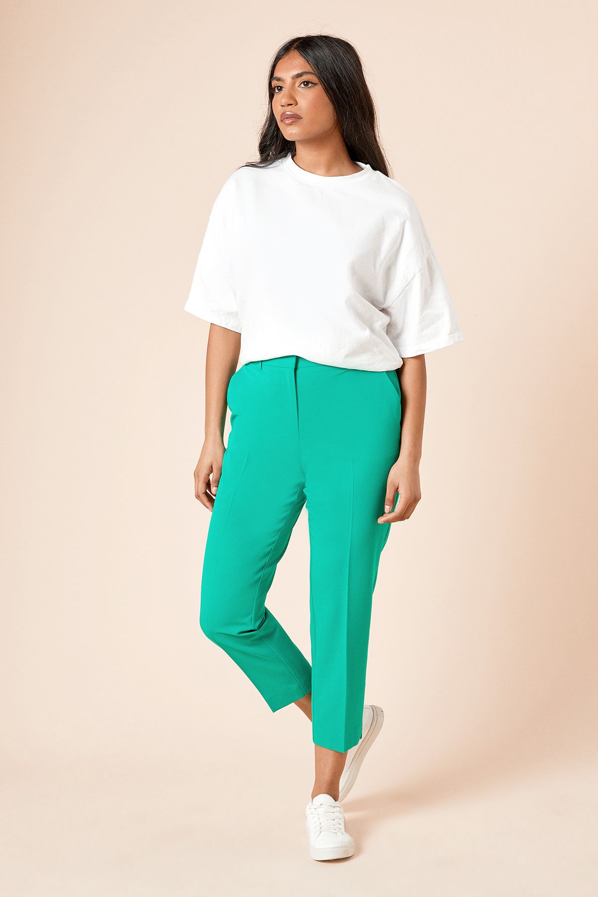 Dorothy Perkins Petite Ankle Grazer Trouser Green image 1