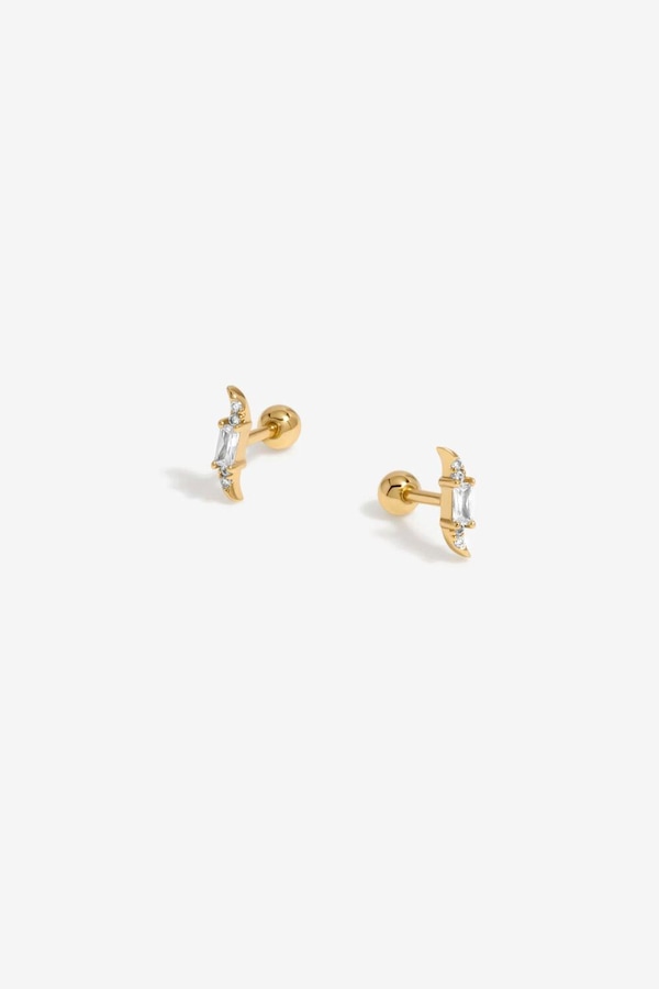 Inicio Inicio Gold Plated Mini Crystal Wave Earrings - Gift Pouch