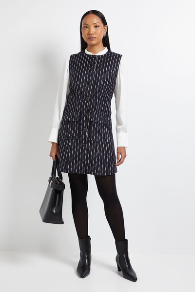 Principles Navy Check Detail Tailored Sleeveless Mini Dress Navy