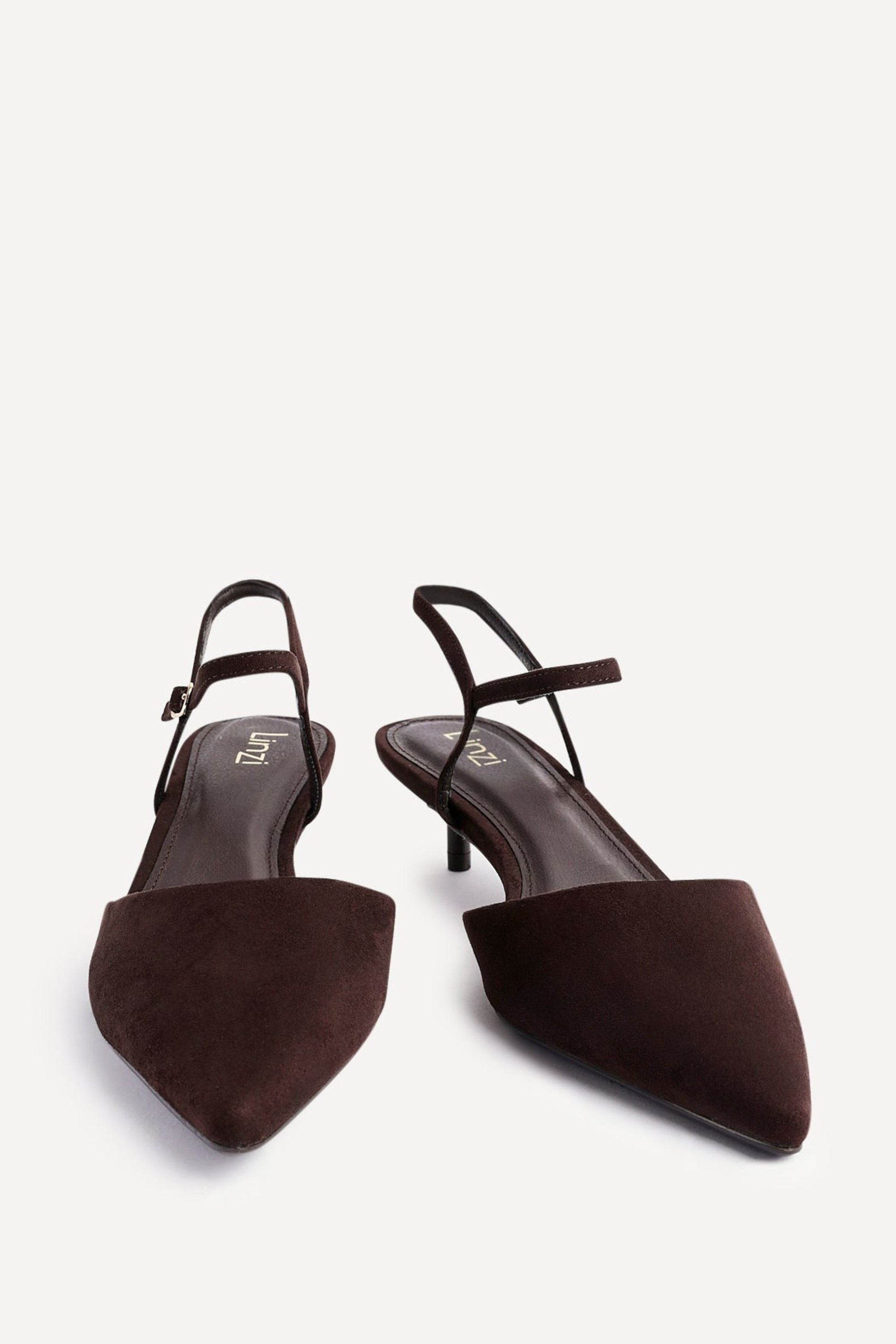 Linzi Vogue Brown Faux Suede Kitten Court Heel image 3