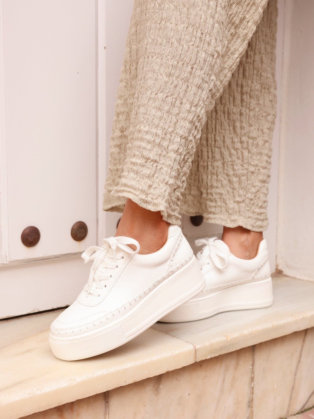 Linzi Harlem White Faux Leather Platform Trainer image 2