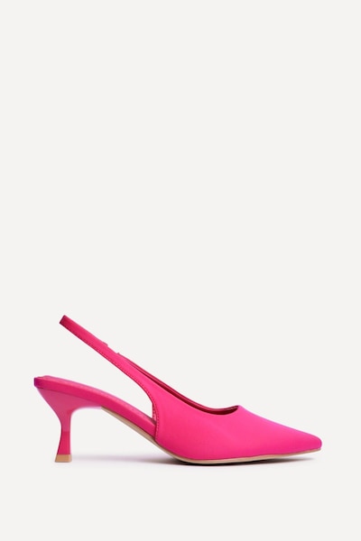 Linzi Tavia Fuchsia Scuba Slingback Court Heels