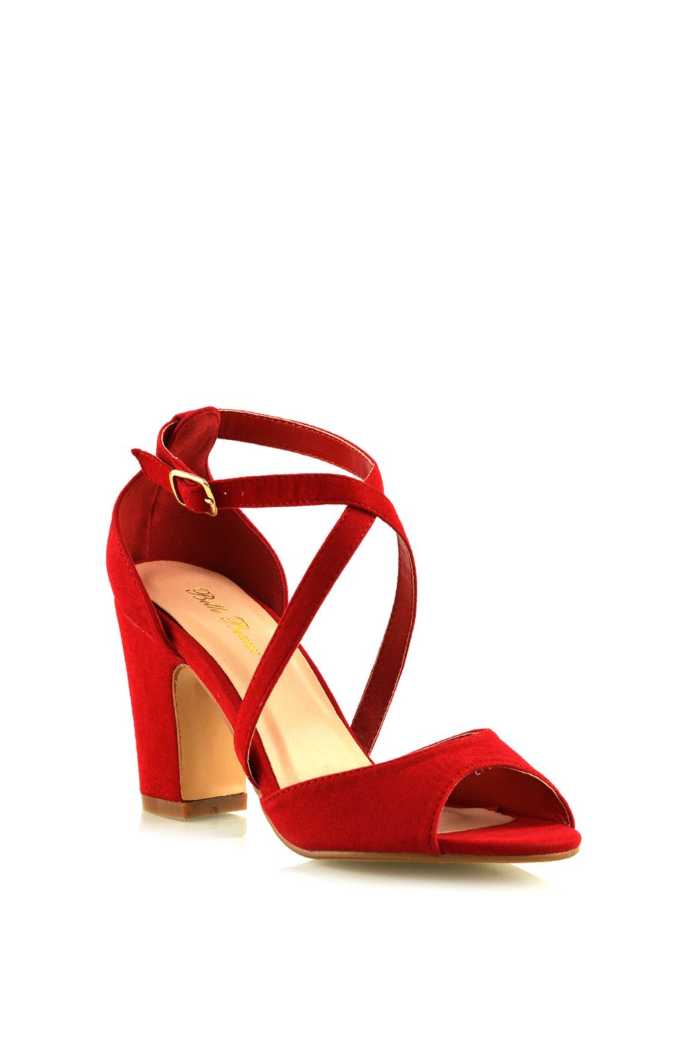 XY London 'Alice' Strappy Peep Toe Mid Block High Heel Sandal Shoes image 2