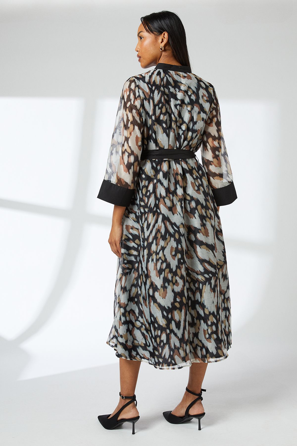 Principles Black Belted Contrast Detail Collarless Shirt Dress Black image 3