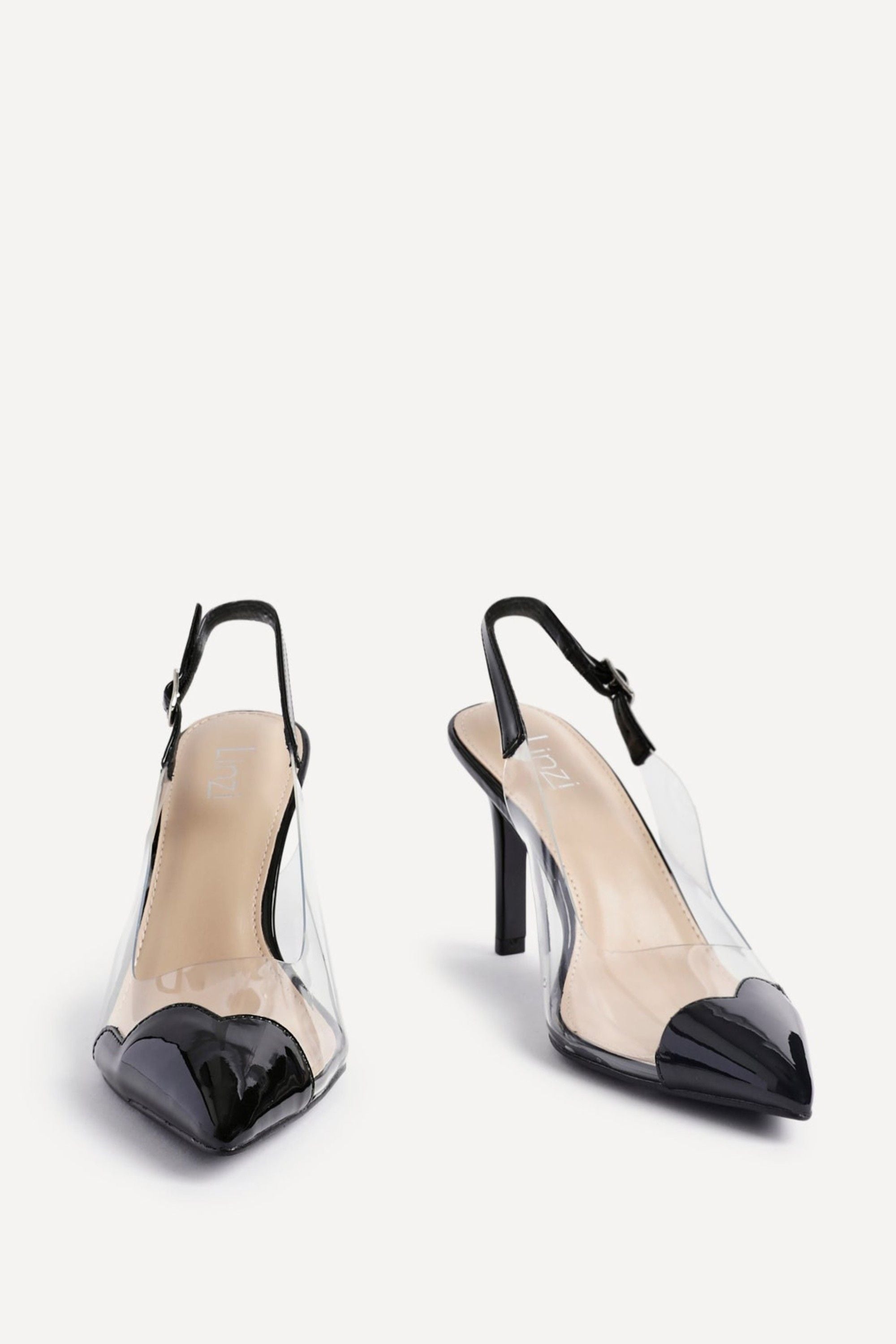 Linzi Nolita Black Perspex Patent Mix Slingback Court Heels image 3