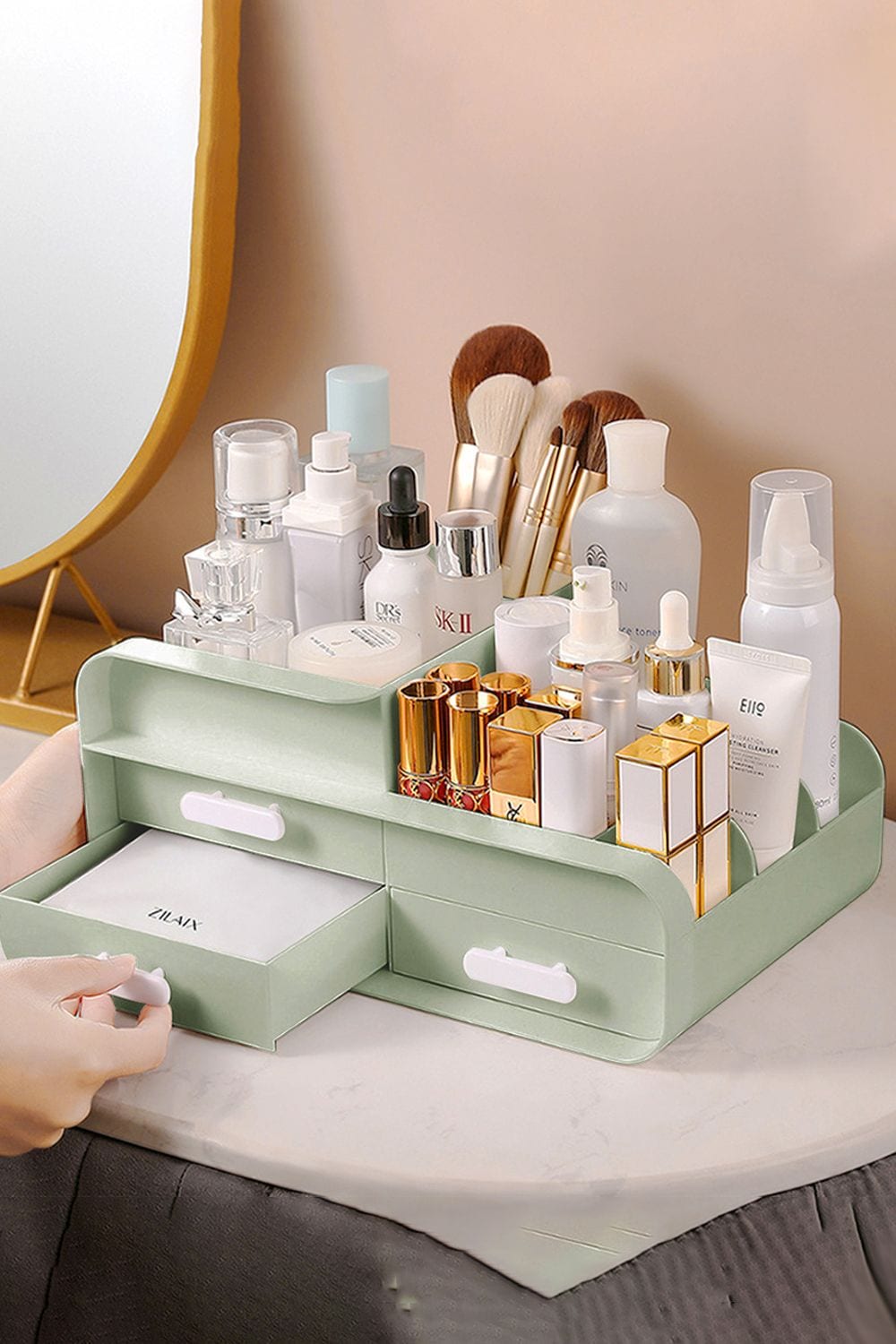 Living and Home Makeup Desk Organizer With Drawers,Countertop Organizer for Home Dormitory Office image 2