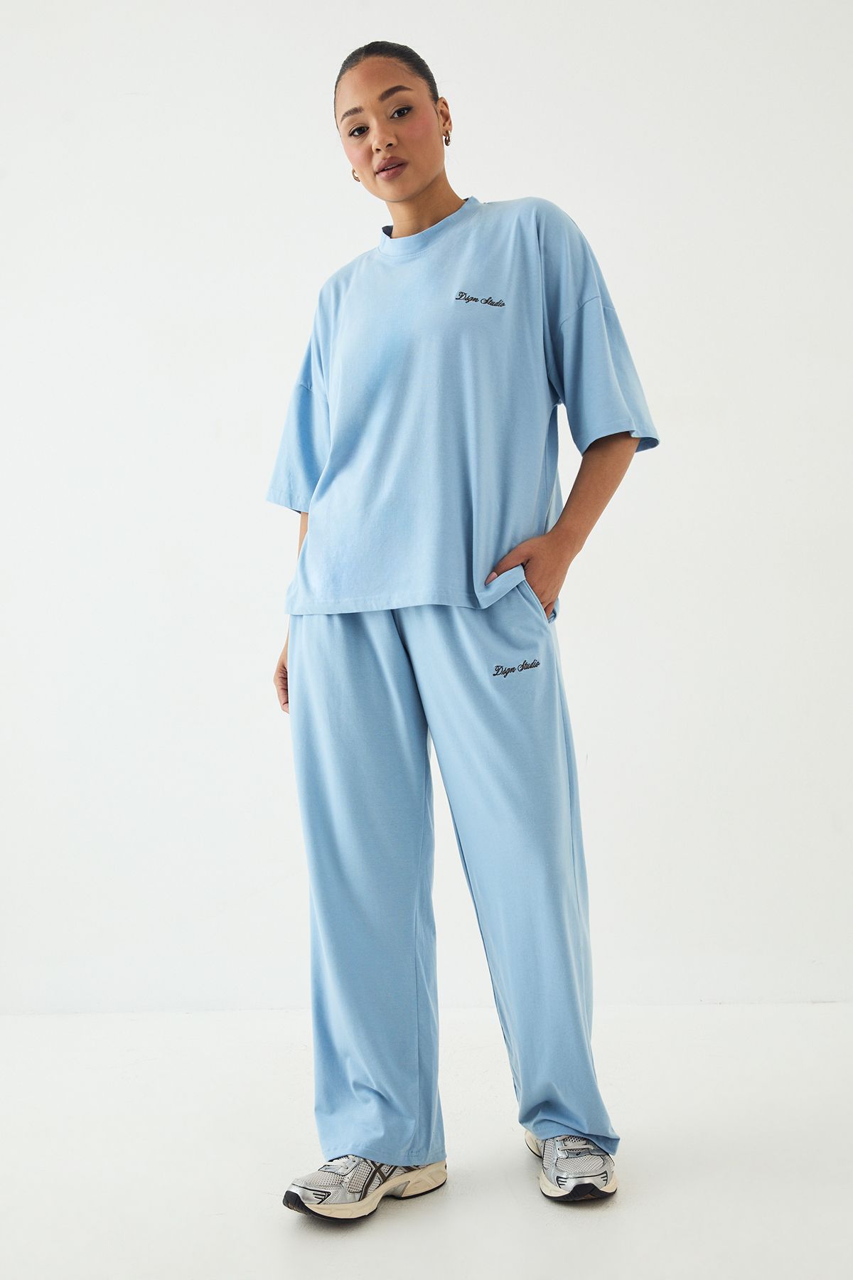 DSGN Studio DSGN Studio Lounge Supersoft Wide Leg Trouser Light Blue