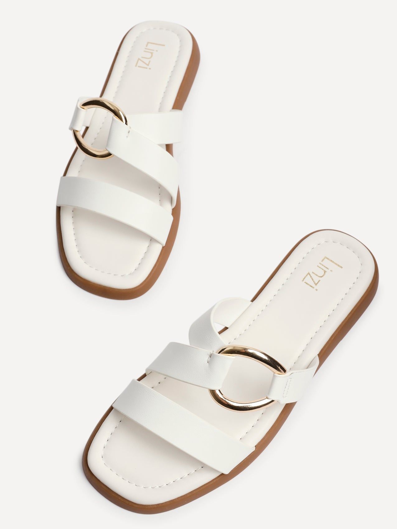 Linzi Cassandra White Faux Leather Double Strap Sandal image 4