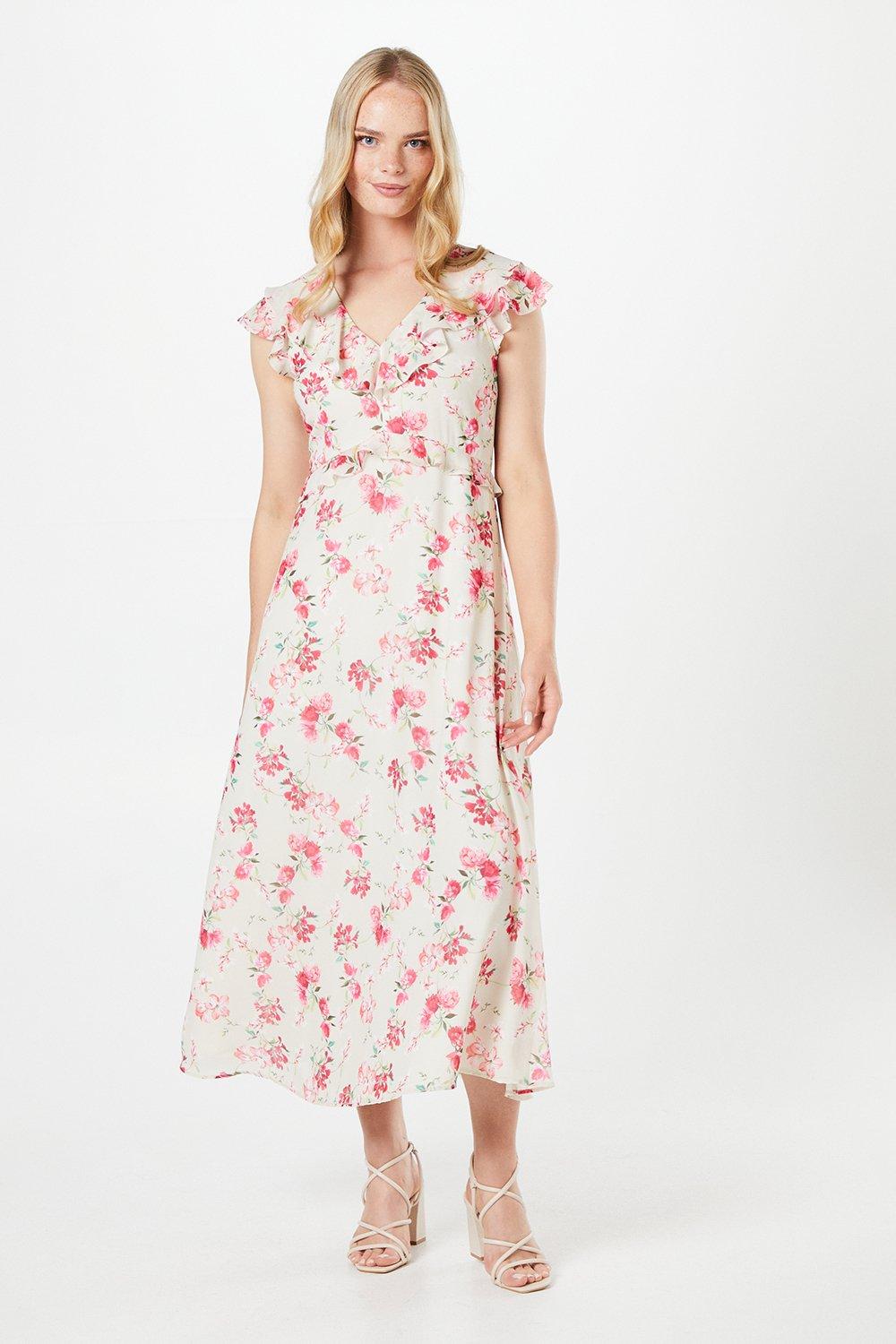 Oasis Floral Dobby Ruffle Midaxi Dress image 1
