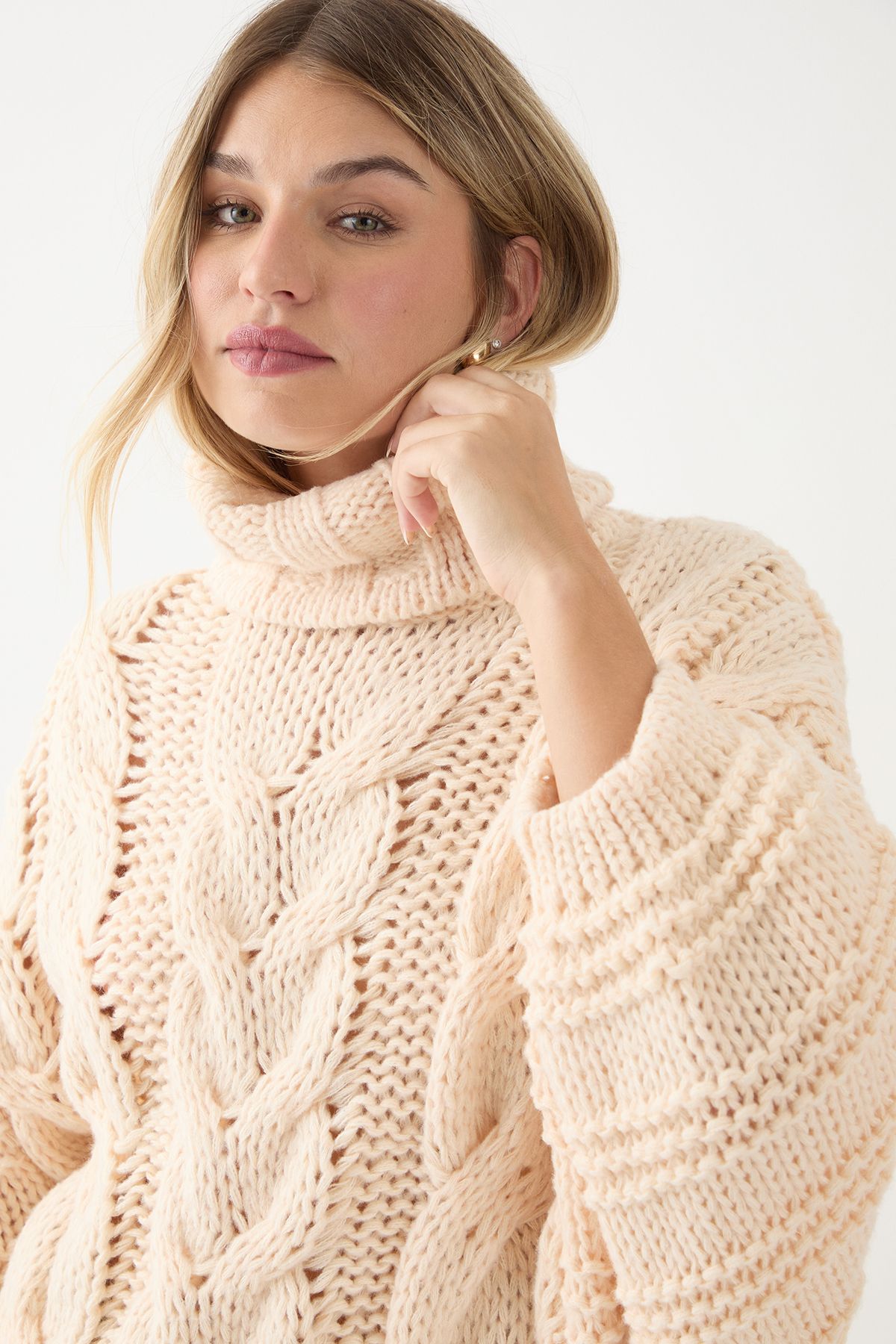 MissPap Chunky Cable Knitted Jumper Cream image 4