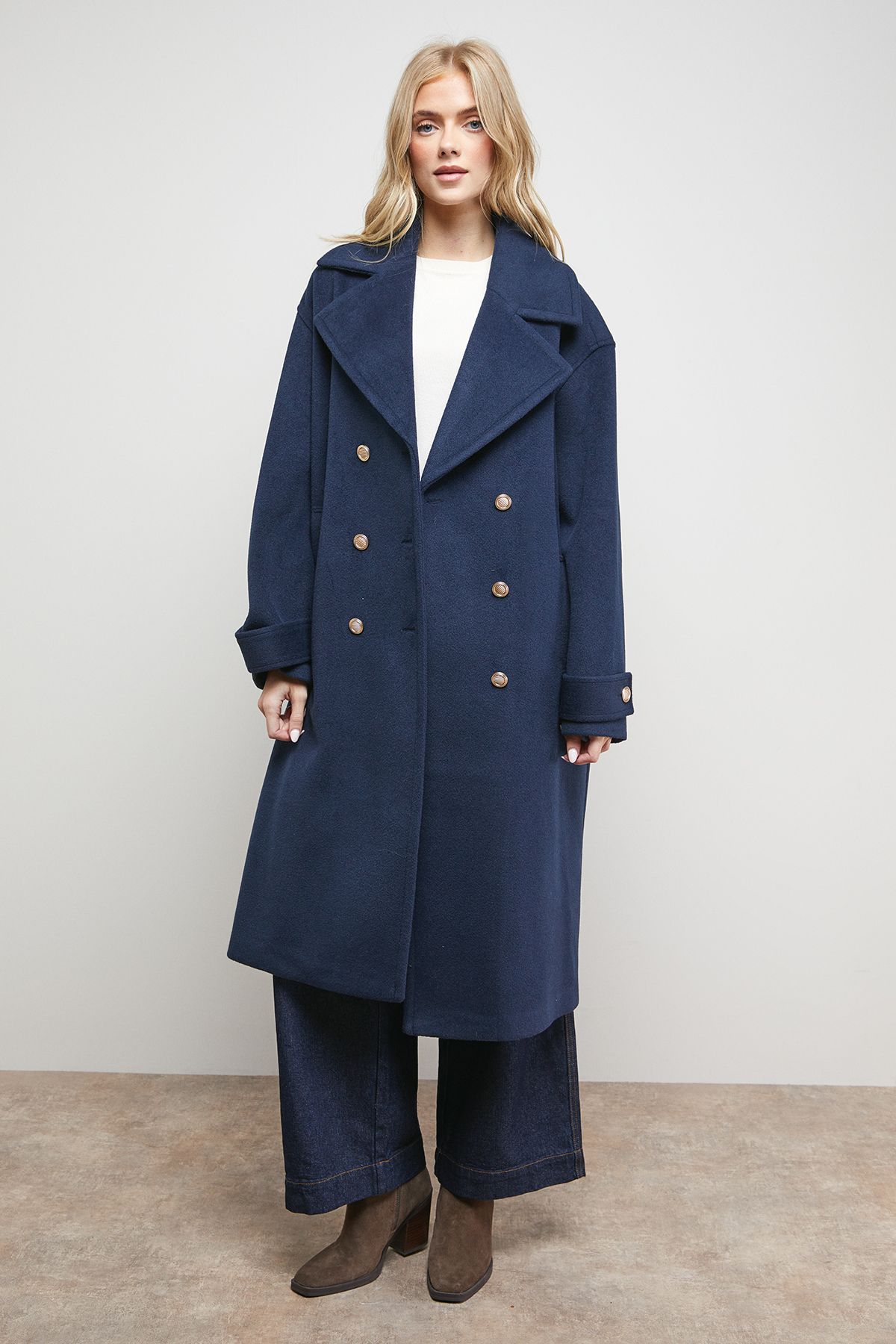 Oasis Relaxed Tailored Coat Navy